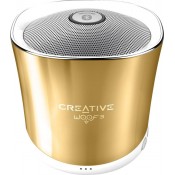 كرييتيف (Woof 3) سماعة محمولة تعمل بالبلوتوث ذات حجم صغير جدا مدمج بها مايكروفون و ذات لون ذهبى