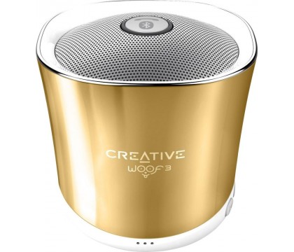 Creative Woof 3 Full-featured Personal Micro-sized Bluetooth® MP3/FLAC Speaker with Built-In Microphone, (Autumn Gold) Gold, 51MF8230AA003