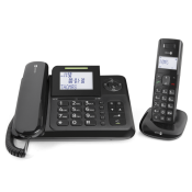 دورو (Comfort 4005) تليفون جزئين سلكى ولاسلكى مع خاصية الرد الالى, ذو لون اسود