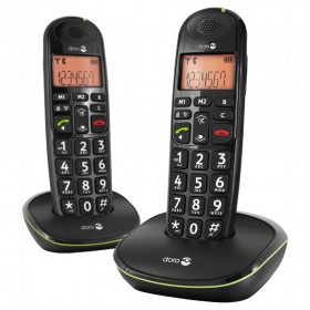 دورو (PE100WDUOBLK) تليفون لاسلكى ثنائى السماعة مع خاصية تكبير الصوت, ذو لون أسود