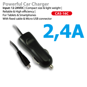 Vanson CAS-16C 2,4A Car Charger with fixed cable & Micro USB connector