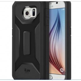 iLuv SS6DROABK DropArmor Rugged dual-layer case with a impact-resistant polycarbonate frame and back for Galaxy S6