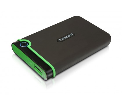 Transcend TS2TSJ25M3B Military Drop Tested 2 TB USB 3.0 M3 External Hard Drive, One Touch Auto-Backup Button