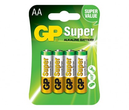 GP 15A Super AlKaline Batteries (AA) - 4 Pack