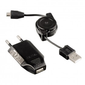 Hama 00104824 Picco Charger, 230 V, include USB Roll-Up Cable for micro USB
