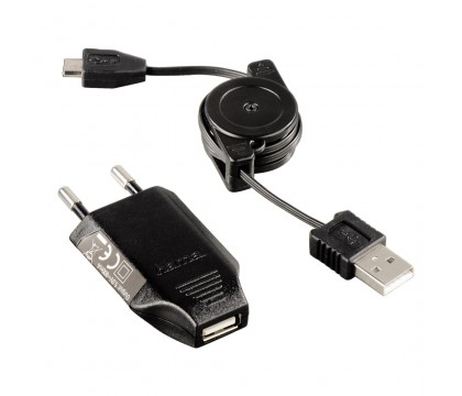 Hama 00104824 Picco Charger, 230 V, include USB Roll-Up Cable for micro USB