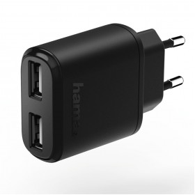 Hama 00123535 Auto-Detect 2-Port USB Charging Adapter for Tablet PCs, 5 V/2.4 A - black