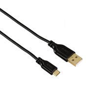 Hama 00135700 Flexi-Slim Micro USB Cable, gold-plated, twist-proof,0.75 m , black