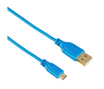 Hama 00135701 Flexi-Slim Micro USB Cable, gold-plated, twist-proof,0.75 m , blue