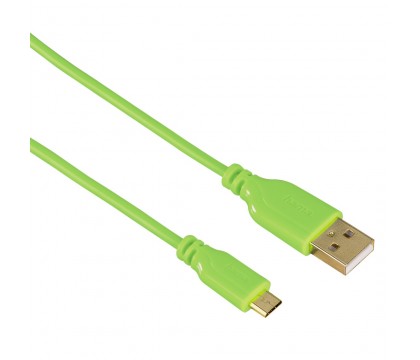 Hama 00135702 Flexi-Slim Micro USB Cable, gold-plated, twist-proof,0.75 m , Green