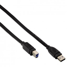 هاما (00054501) كابل مناسب لتوصيل أجهزة الكمبيوتر أو اللابتوب (USB 3.0 Type A) بالأجهزة ذات طرف USB3.0 Type B مزود بطبقة حماية ذو طول 1.8 متر - أسود