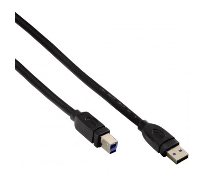 Hama 00054501 Cable For connecting a PC/notebook (USB 3.0 Type A) to a USB 3.0 Type B terminal device ,shielded , 1.8 m - Black