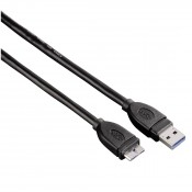 هاما (00054507) كابل مناسب لتوصيل أجهزة الكمبيوتر أو اللابتوب (USB 3.0 Type A) بالأجهزة ذات طرف (USB 3.0 Micro B Plug) مزود بطبقة حماية ذو طول 1.8 متر - أسود