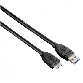 هاما (00054507) كابل مناسب لتوصيل أجهزة الكمبيوتر أو اللابتوب (USB 3.0 Type A) بالأجهزة ذات طرف (USB 3.0 Micro B Plug) مزود بطبقة حماية ذو طول 1.8 متر - أسود