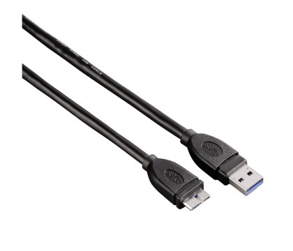 Hama 00054507 Cable For connecting a PC/notebook (USB 3.0 Type A) to a (USB 3.0 Micro B Plug) terminal device ,shielded , 1.8 m - Black