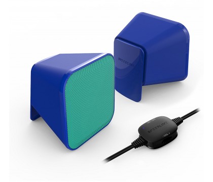 سبيد لينك (SL-810002-BETE) سماعات للكمبيوتر و الوسائط المتعددة عدد 2 سماعة بقدرة 6 وات فعلى ذات لون أزرق-فيروزى