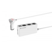 يوجيزمو (CarBase) شاحن سيارة متعدد الوظائف بعدد 4 منافذ يو إس بى و 3 مقابس سيارة قدرة ذو لون أبيض