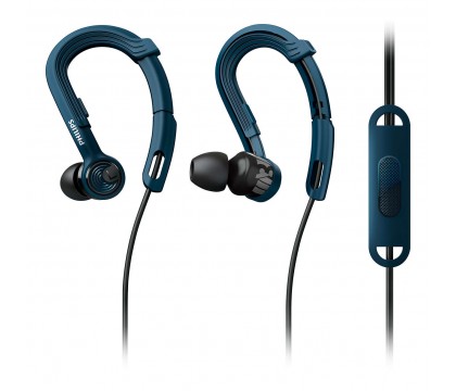 Philips SHQ3405BL/00 ActionFit Sports headphones with mic Best for indoor use, Sweat/water proof, in-ear hook, Blue