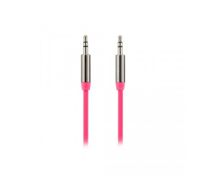 Iconz IMN-JC02P Rubberized Jack Aux Cable with Chrome Plug, Gold Plated 1m, Pink