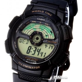 Casio AE-1100W-1BVDF+K Men Black Rubber Quartz Watch with Digital Dial