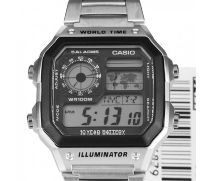 Casio AE-1200WHD-1AVDF+K Men Silver Stainless-Steel Quartz Watch with Digital Dial