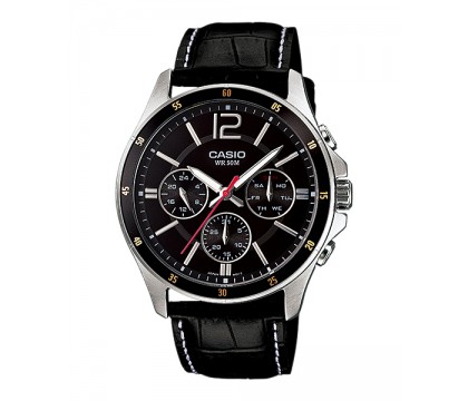 كاسيو (MTP-1374L-1A+K) ساعة يد رجالى ذو لون أسود