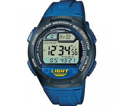 Casio W-734-2A+K Blue Rubber Quartz Watch with Digital Dial