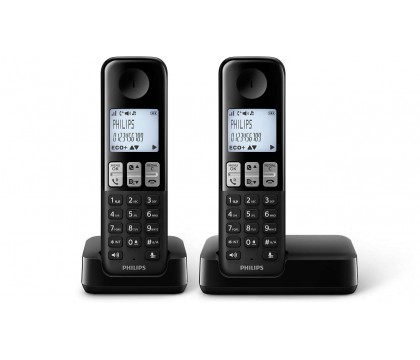 Philips D2302B/90 Cordless phone 1.8 inch display/ white backlight Handset speakerphone 2 handsets