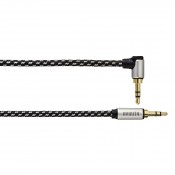 Avinity 00127175 AUDIO CABLE, 3.5 MM JACK PLUG/90° PLUG, STEREO, FABRIC, GOLD-PLATED, 1.5 M