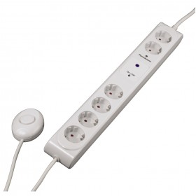 Hama 00108839  6-Way Power Strip, with foot switch, White