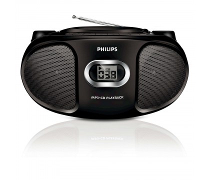 فيليبس (AZ302) راديو ومشغل إسطوانات ذو تصميم مضغوط , أسود