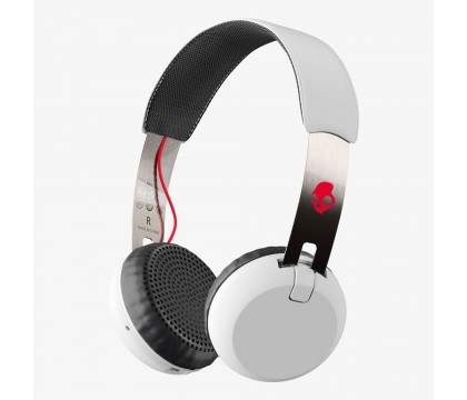 Skullcandy S5GBW-J472 Grind Bluetooth Wireless On-Ear Headphones with Built-In Mic and Remote, White/Black/Red