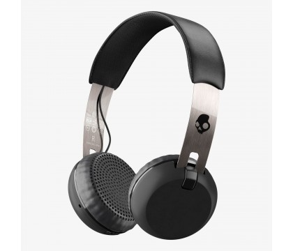 Skullcandy S5GBW-J539 Grind Bluetooth Wireless On-Ear Headphones with Built-In Mic and Remote, Black/Chrome