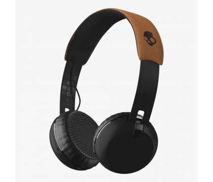 Skullcandy S5GBW-J543 Grind Bluetooth Wireless On-Ear Headphones with Built-In Mic and Remote, Blck/Tan