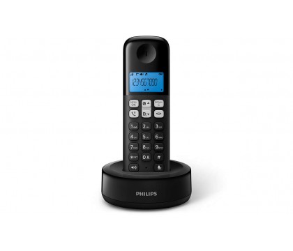 Philips D1311B/90 CORDLESS HANDSET SPEAKERPHONE, 1.6 inch DISPLAY/ BLUE BACKLIGHTS, BLACK
