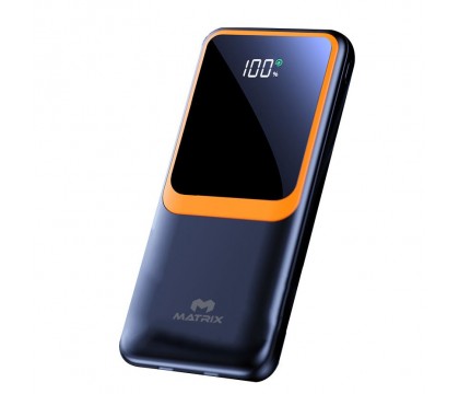 ماتريكس(M10) باور بانك بسعة 10000 مللي أمبير/ساعة مع شحن سريع بقوة 22.5 واط, كابلات مدمجة, ذو لون أسود