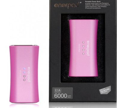 ENERPAD POWER BANK SV-6000 PINK & Furnished and decorated with Swarovski Zirconia