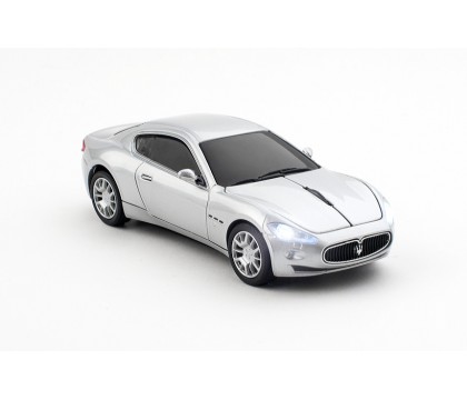 Click Car MASERATI GRAND TURISMO Wireless Optical Mouse (Silver) with Charging station for batteries