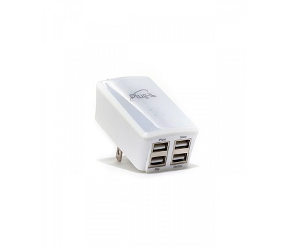 Passion 4 PLG080 PLUG IT HOME CHARGER 4 PORTS WITH 3IN1 CABLE, 2.4A and 1A, White
