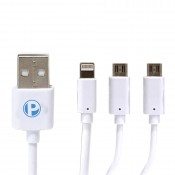 باشن فور (PLG079) كابل يو إس بى 3 فى 1 لأجهزة أبل و التليفونات الذكية الأخرى بطول 1 متر و ذو لون أبيض