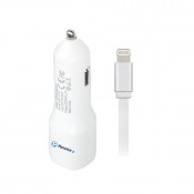 PASSION4 PASS1035 CAR CHARGER 2.4 A + LIGHTNING CABLE, White