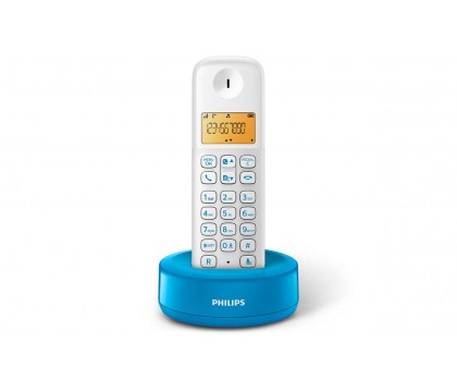 Philips D1301WA/63 CORDLESS PHONE 1.6 inch DISPLAY/ AMBER BACKLIGHT, Blue, White