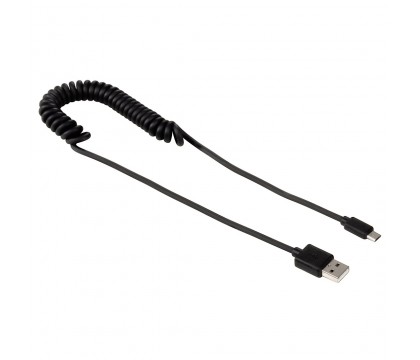 Hama 00115920 Coiled USB Cable, micro USB, black, 0.45 m