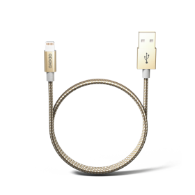 ODOYO PS220GD Metallic MFI Lightning to USB Cable, 2M, Gold