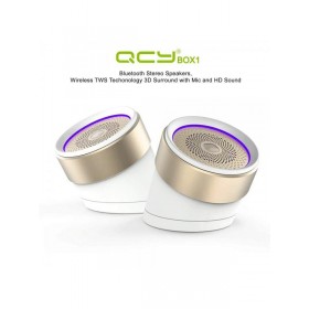 QCY BOX1 PORTABLE TWIN BLUTOOTH SPEAKER, WHITE/GOLD