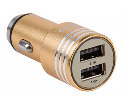 GOLF GF-C06 MOBILE CAR CHARGER DUAL USB, GOLD