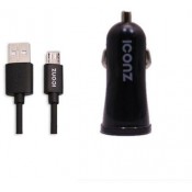 Iconz ICCR224k Micro USB Car Charging Kit, Black
