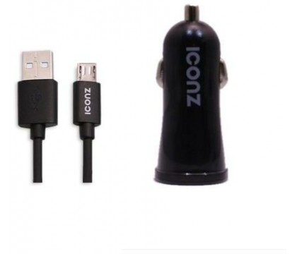 Iconz ICCR224k Micro USB Car Charging Kit, Black