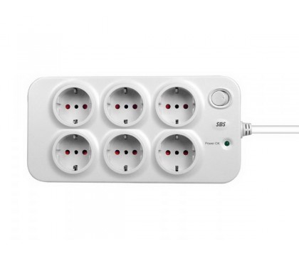 SBS Surge Protector ”BASIC” 6 outlet 7.5A WHITE SP3320S