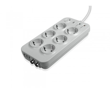 SBS Surge Protector ”PREMIUM” 6 outlet,TV protection 15A White SP3372S